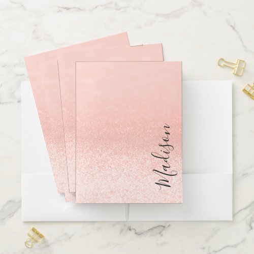 Rose Gold Glitter Lights Personalized Pocket Folder