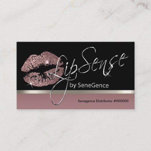 Rose Gold Glitter Lips and Silver Business Card