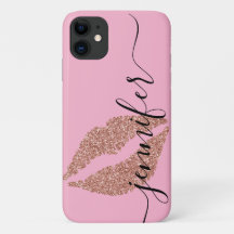 Rose Gold Glitter Lips, Personalized Pink