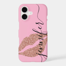 Rose Gold Glitter Lips, Personalized Pink