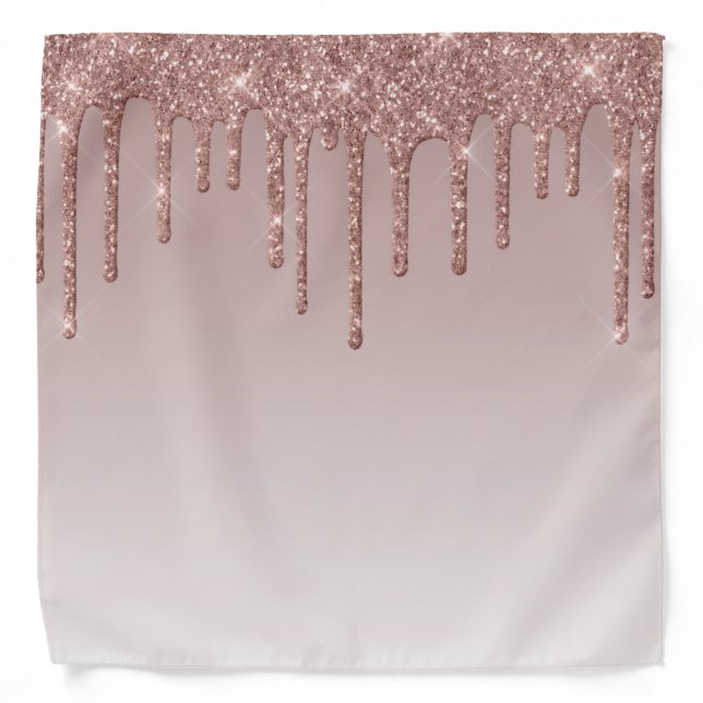 Rose Gold Glitter Liquid Drips Bandana (Front)