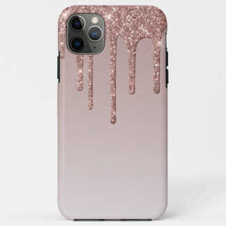 Rose Gold Glitter Liquid Drips iPhone 11 Pro Max Case