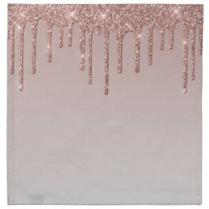 Rose Gold Glitter Liquid Drips Cloth Napkin