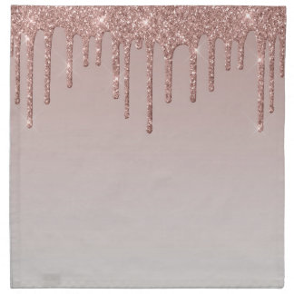 Rose Gold Glitter Liquid Drips Cloth Napkin