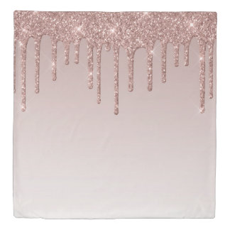 Rose Gold Glitter Liquid Drips Duvet Cover