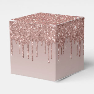 Rose Gold Glitter Liquid Drips Favor Boxes