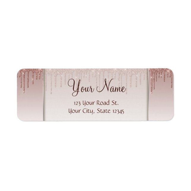 Rose Gold Glitter Liquid Drips Label (Front)