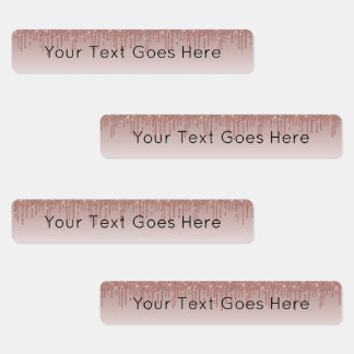 Rose Gold Glitter Liquid Drips Labels