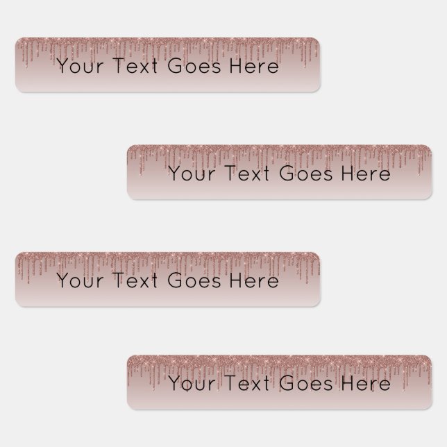Rose Gold Glitter Liquid Drips Labels (Group)