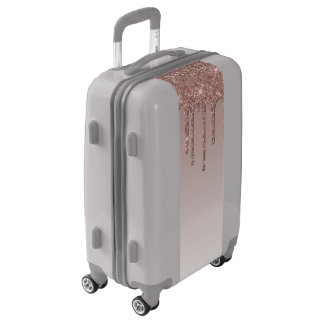 Rose Gold Glitter Liquid Drips Luggage