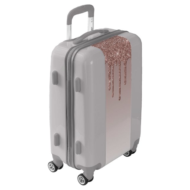 Rose Gold Glitter Liquid Drips Luggage (Rotated Left)