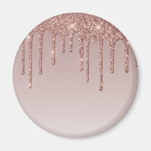 Rose Gold Glitter Liquid Drips Magnet