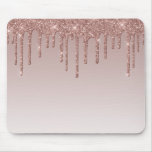 Rose Gold Glitter Liquid Drips Mouse Pad