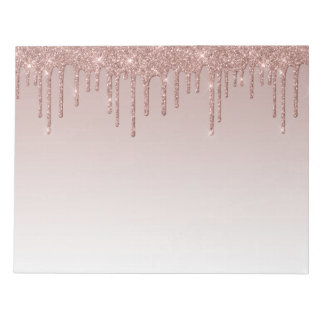 Rose Gold Glitter Liquid Drips Notepad