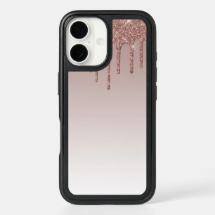 Rose Gold Glitter Liquid Drips iPhone 16 Case