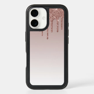 Rose Gold Glitter Liquid Drips iPhone 16 Case