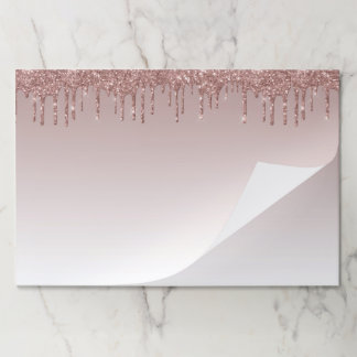 Rose Gold Glitter Liquid Drips Paper Pad