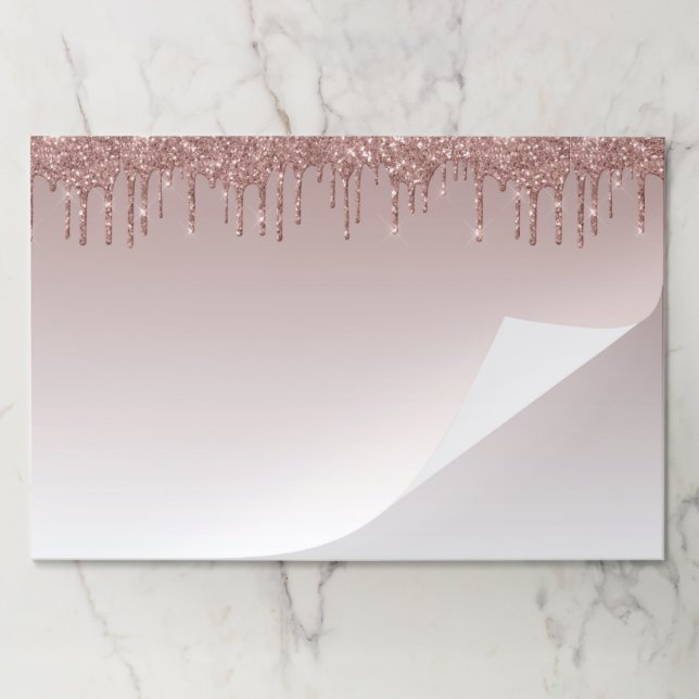 Rose Gold Glitter Liquid Drips Paper Pad (Folded)