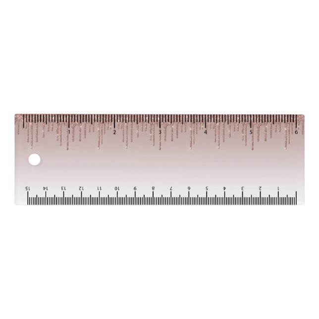 Rose Gold Glitter Liquid Drips Ruler (Front)