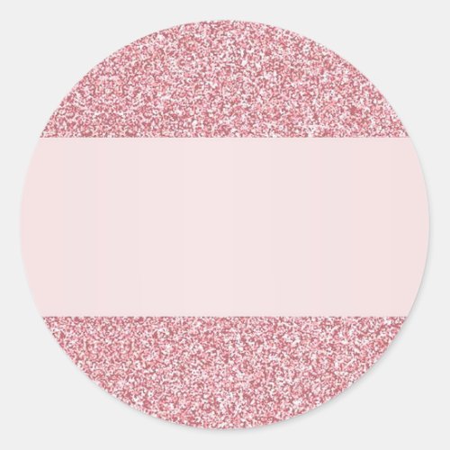 Rose Gold Glitter Look Add Text Blank Template Classic Round Sticker