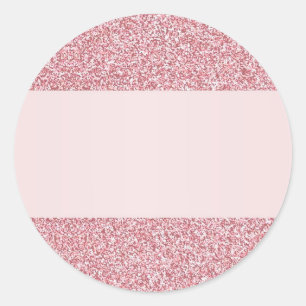 Rose Gold Glitter Look Add Text Blank Template Classic Round Sticker