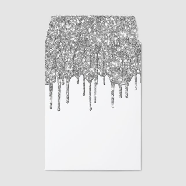 Rose Gold Glitter Look Drips Envelope Mailers (Front)
