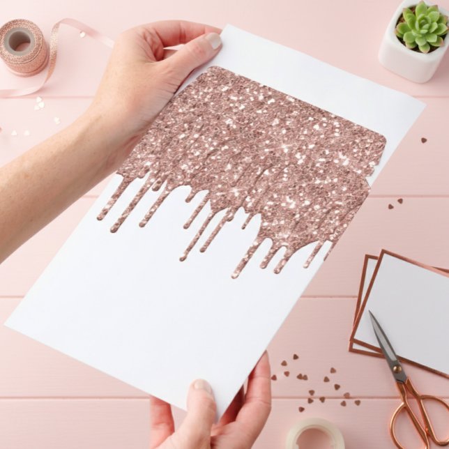Rose Gold Glitter Look Drips Envelope Mailers (Creator Uploaded)