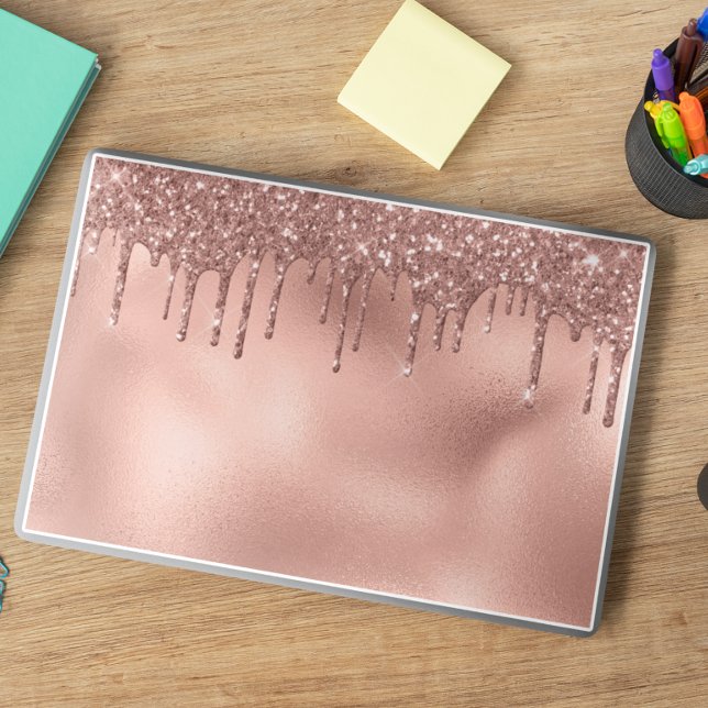 Rose Gold Glitter Look Drips Metallic HP Laptop Skin (Creator Uploaded)