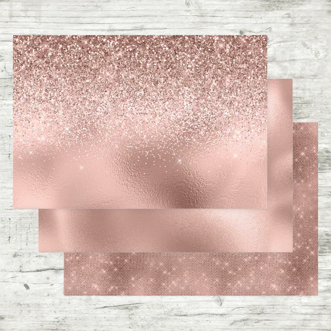 Rose Gold Glitter look Foils Wrapping Paper Sheets Zazzle