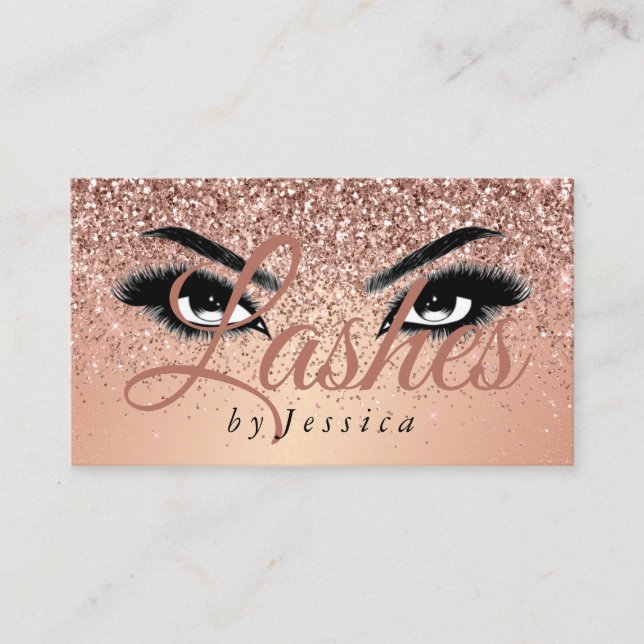 Rose Gold Glitter-Look Lashes Business Card (Front)