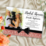 Rose Gold Glitter-look Ribbon Photo Bridal Shower Invitation