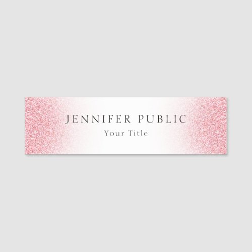 Rose Gold Glitter Look Trendy Modern Template Name Tag