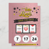 Rose Gold Glitter Lotto Love Save the Date (Front/Back)
