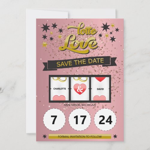 Rose Gold Glitter Lotto Love Save the Date