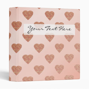rose gold glitter love hearts polka dots pattern 3 ring binder
