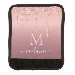 Rose Gold Glitter Luggage Handle Wrap Personalized