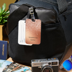 Rose Gold Glitter Luggage Tag