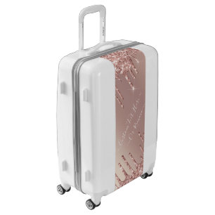 Rose Gold Glitter Luggage with Custom Text