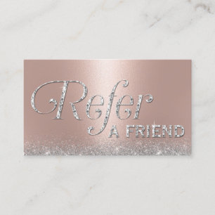 Rose Gold Glitter Lux Typography Salon Referral Card