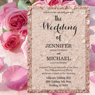 Rose Gold Glitter Luxury QR Code Modern Wedding Invitation