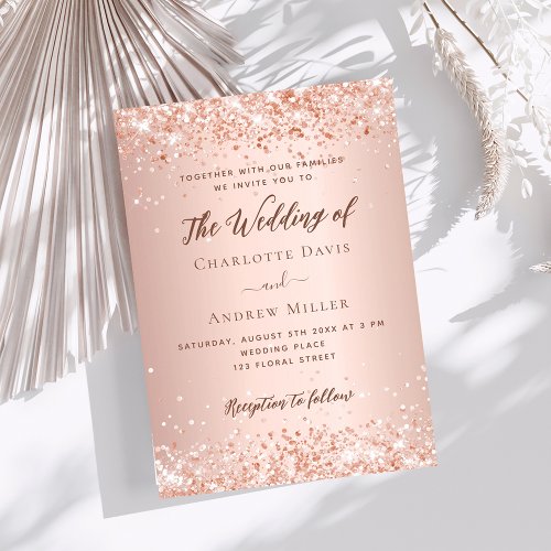 Rose gold glitter luxury wedding invitation