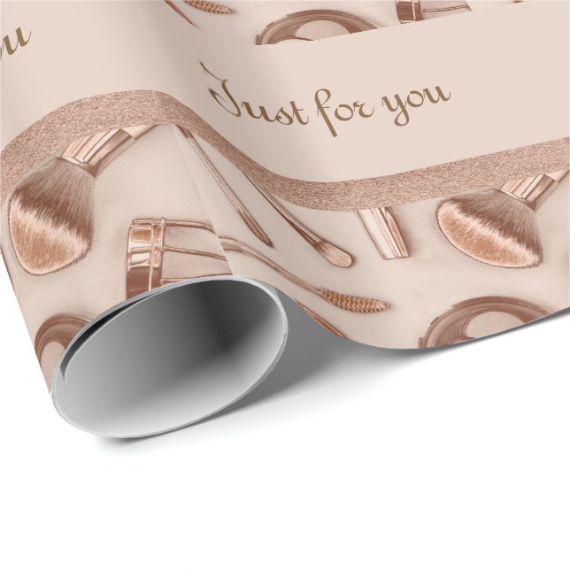 Rose Gold Glitter Make Up Wrapping Paper (Roll Corner)