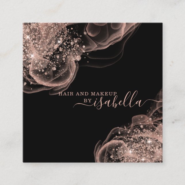 Rose Gold Glitter Makeup Artist Business Card (Front)