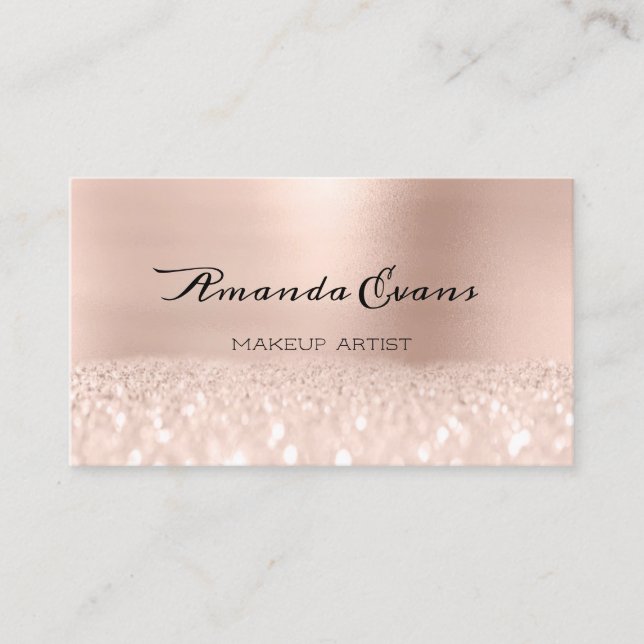 Rose Gold Glitter Makeup Artist Cosmetologist Appointment Card (Front)