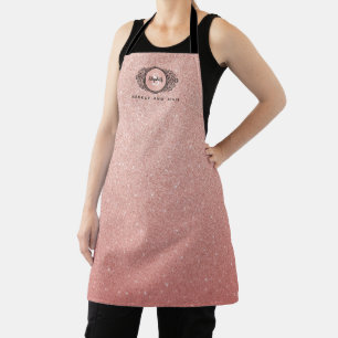 Rose Gold Glitter Makeup Artist Hair Salon Apron