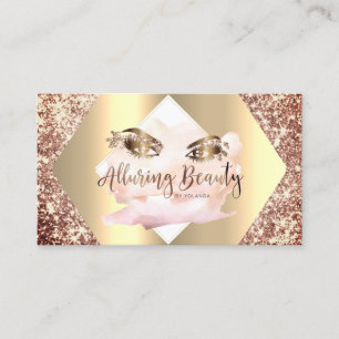 Rose Gold Glitter Makeup Artist Lashes Alluring Business Card