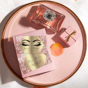 Rose Gold Glitter Makeup Artist Lashes Appointment Business Card