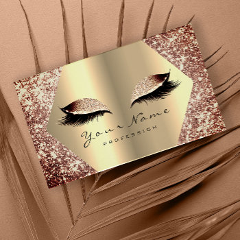 Rose Gold Glitter Makeup Artist Lashes Beauty Business Card by luxury_luxury at Zazzle