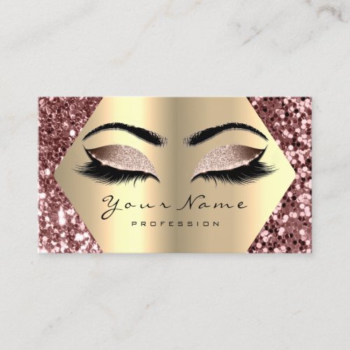 Rose Gold Glitter Makeup Artist Lashes Browns Business Card