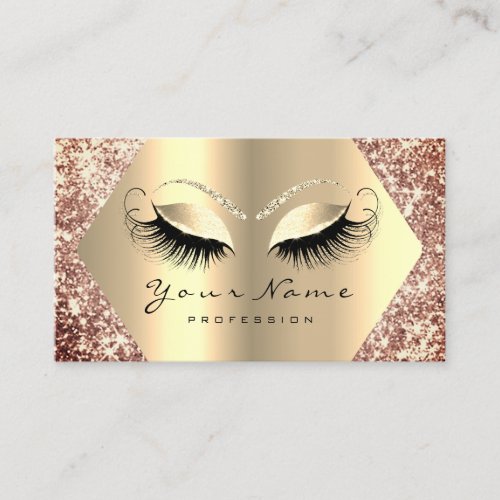 Rose Gold Glitter Makeup Artist Lashes Champaign Business Card